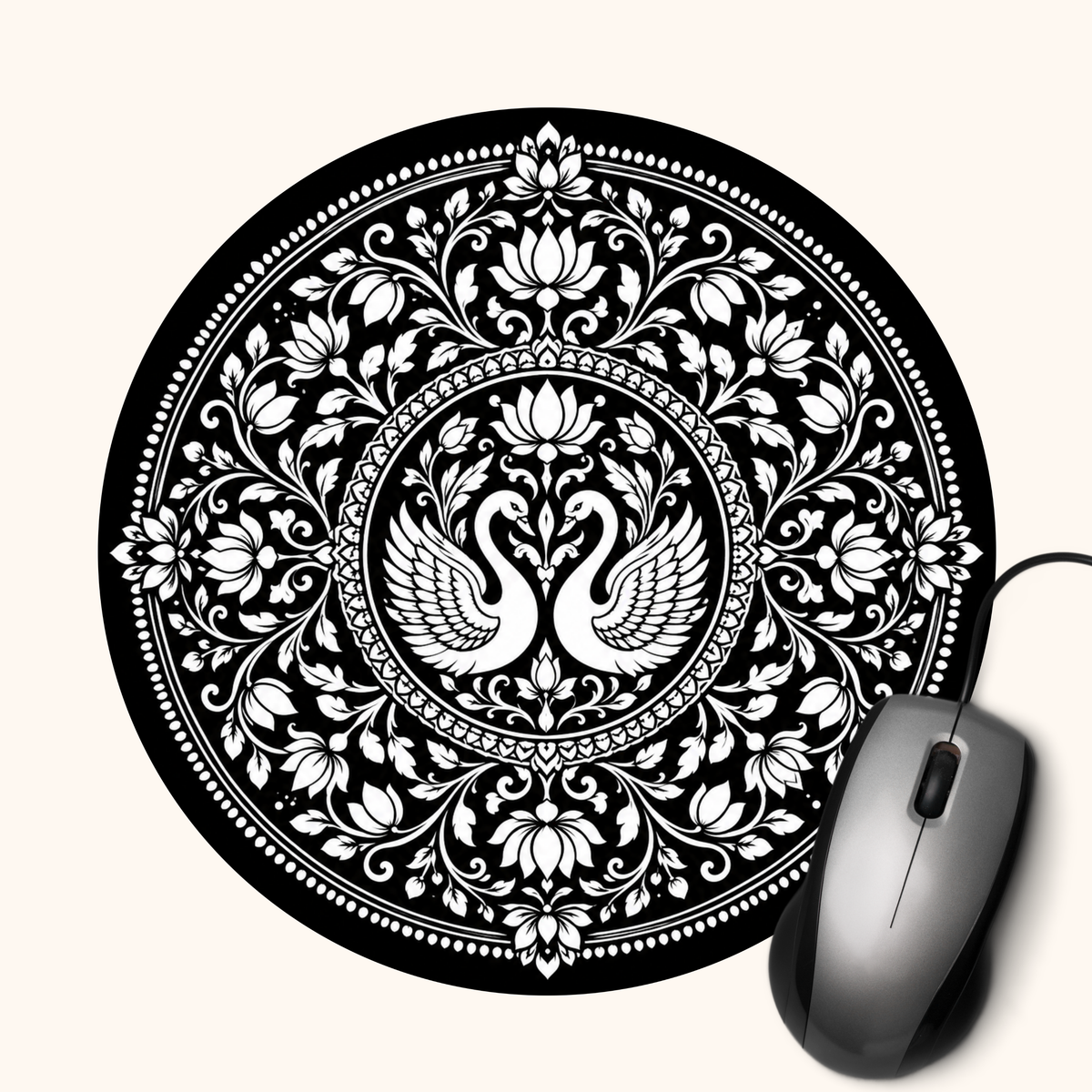 Rajhans — Royal Swan Heritage Art Mouse Pad | Indian Folk Design Desk Mat