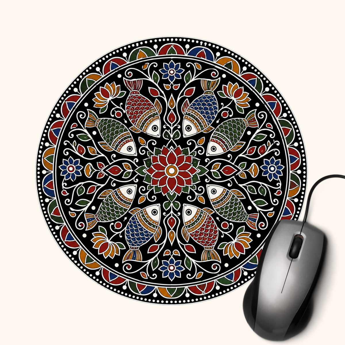 Jal ki Rani — Queen of the Water Heritage Art Mouse Pad | Indian Folk Design Desk Mat