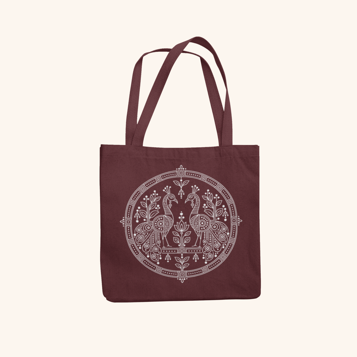 Peacock — Heritage Art Zipper Tote Bag | Indian Folk Design, Canvas