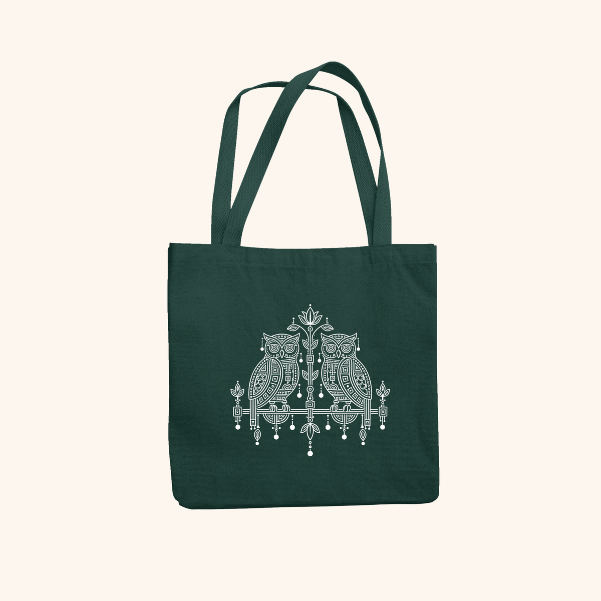 Wise Owl — Heritage Art Zipper Tote Bag | Indian Folk Design, Canvas