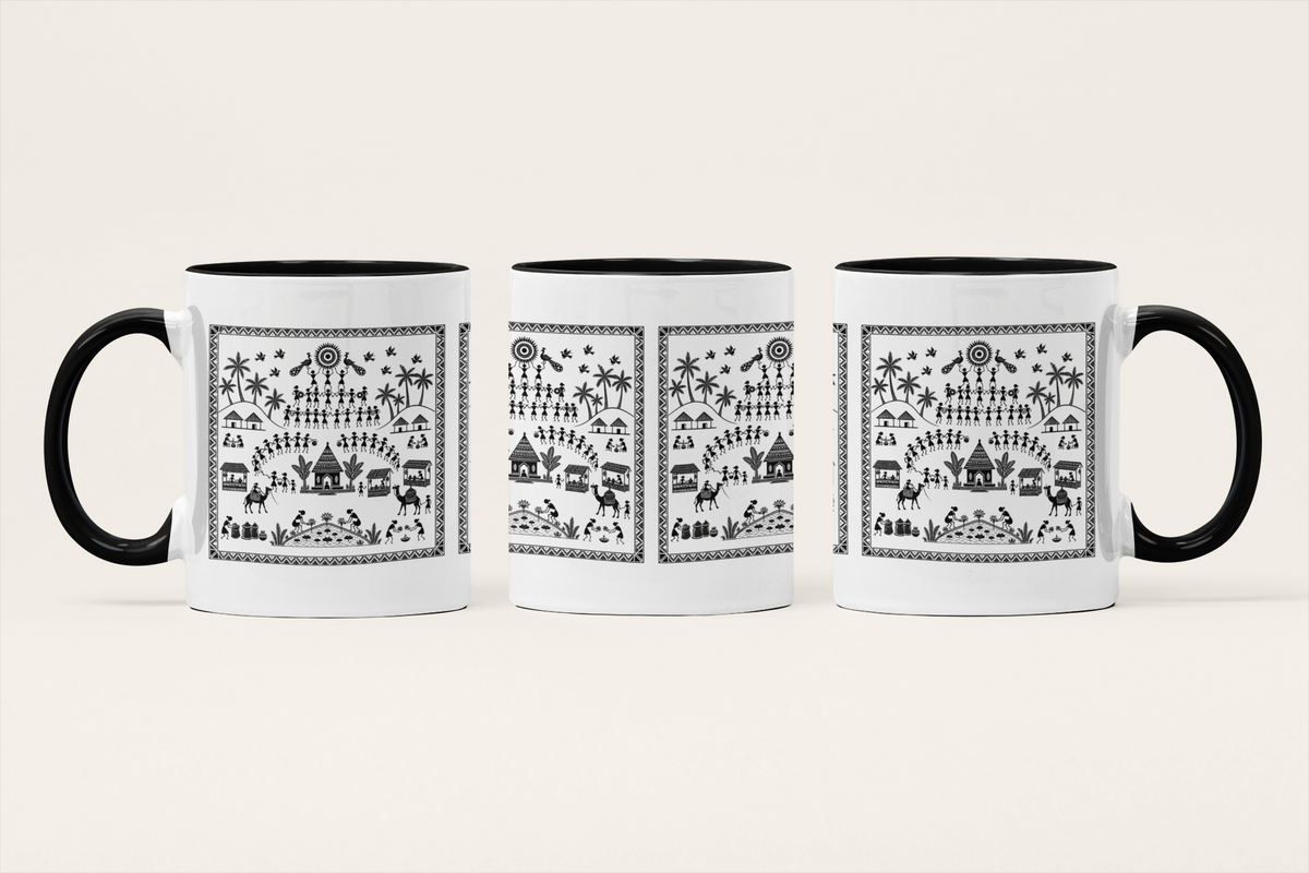 The Morning — Indian Folk Art Mug | Heritage Sunrise Ceramic, 325ml