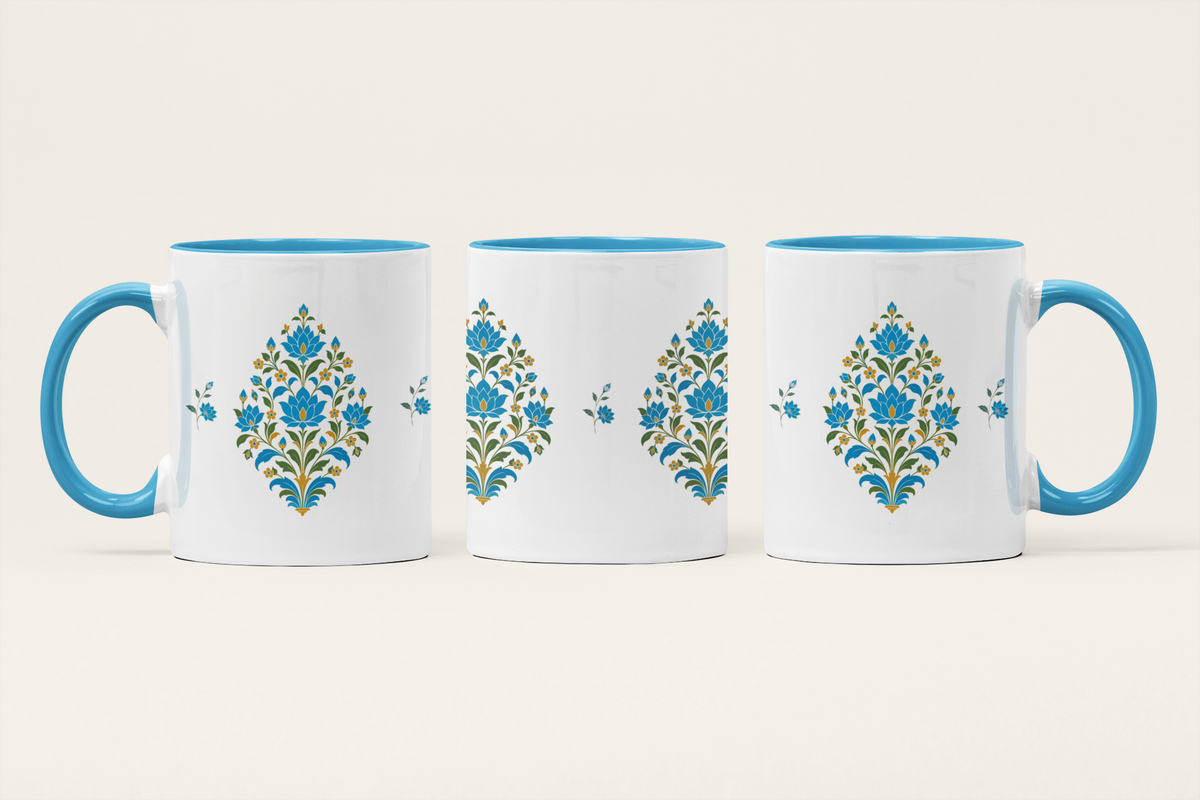 Blossom in Blue - Heritage Art Mug | Vibrant Blue Indian Folk Ceramic, 325ml