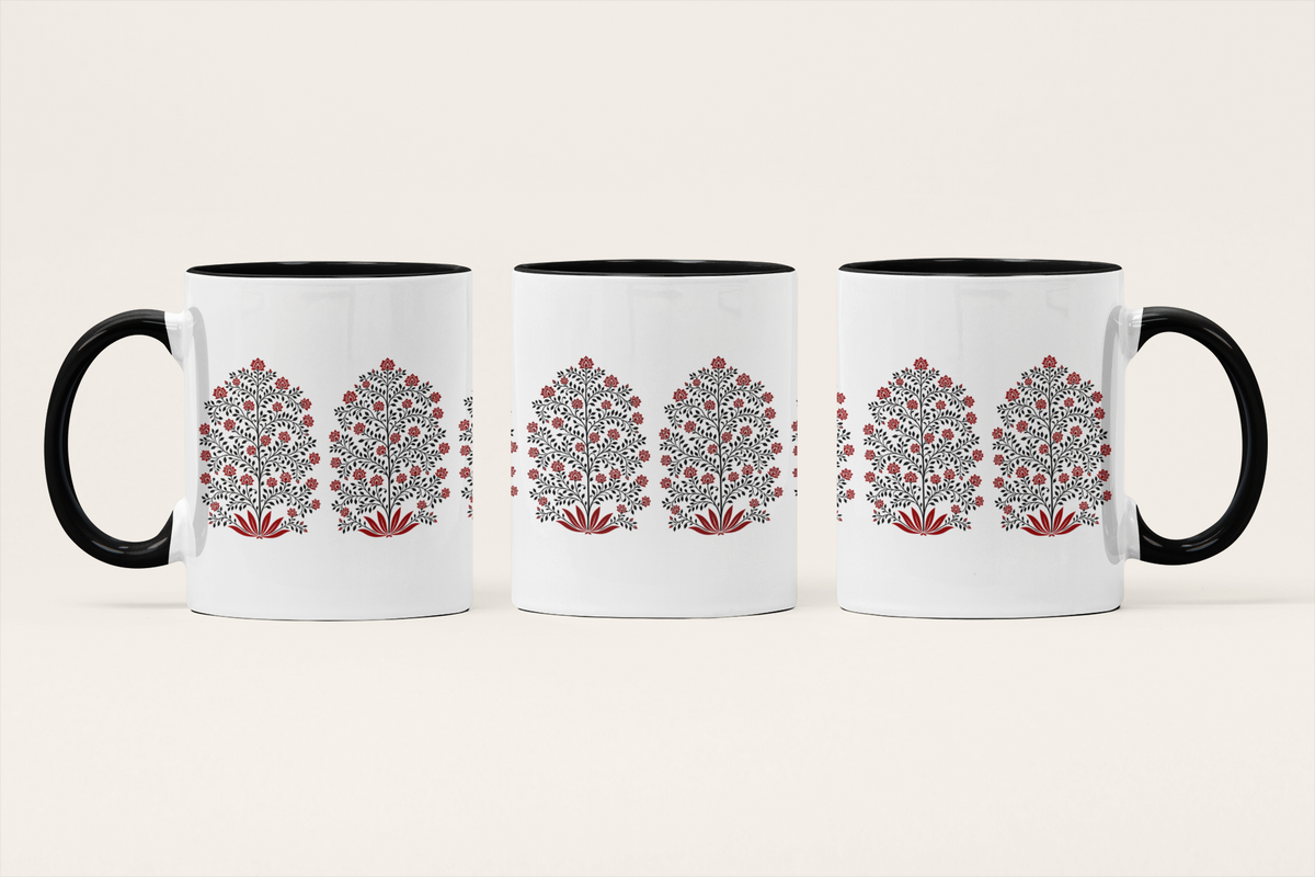Kusum — Blossom Heritage Art Mug | Indian Folk Art Ceramic, 325ml