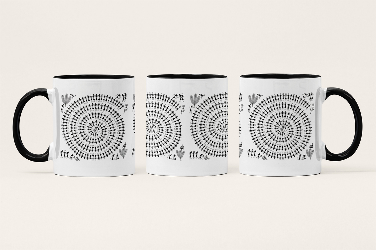 Warli Life — Tribal Art Mug | Warli Folk Heritage Ceramic, 325ml
