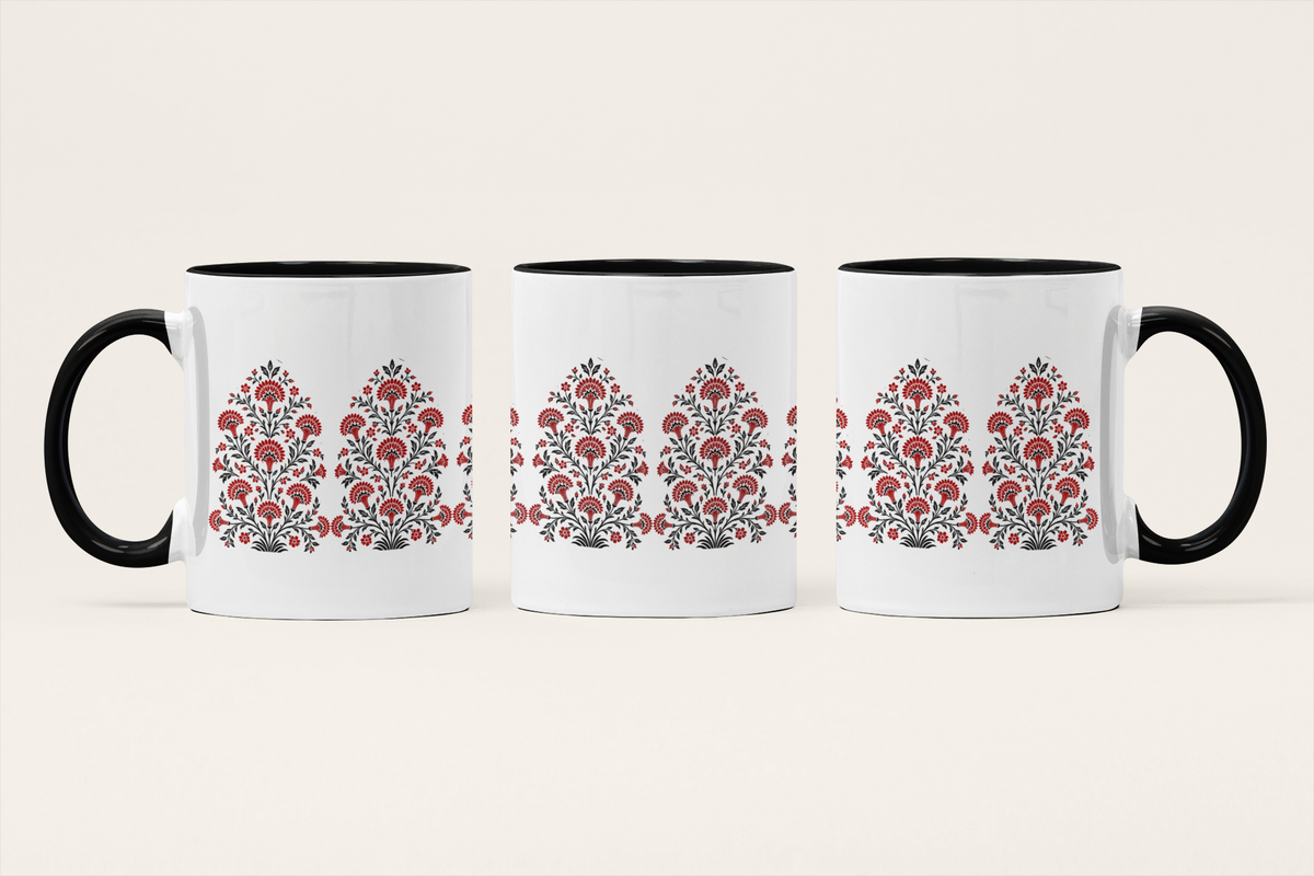 Gulnaar — Pomegranate Blossom Art Mug | Indo-Persian Heritage Ceramic, 325ml