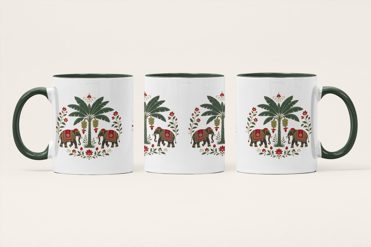 Gaj — Elephant Motif Art Mug | Indian Heritage Ceramic, 325ml
