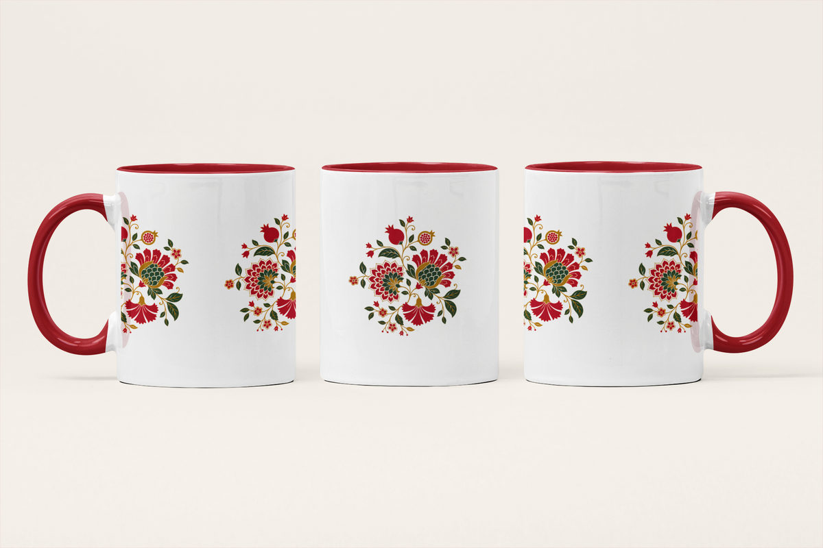 Spring — Floral Heritage Art Mug | Indian Botanical Folk Ceramic, 325ml