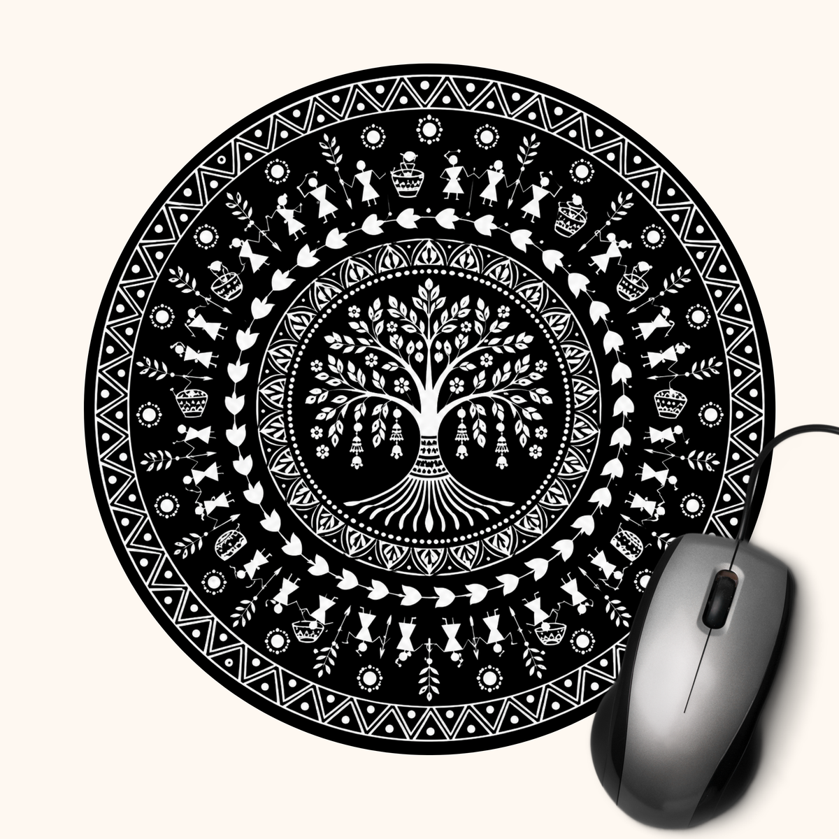 Vriksh — The Sacred Tree Heritage Art Mouse Pad | Indian Folk Design Desk Mat
