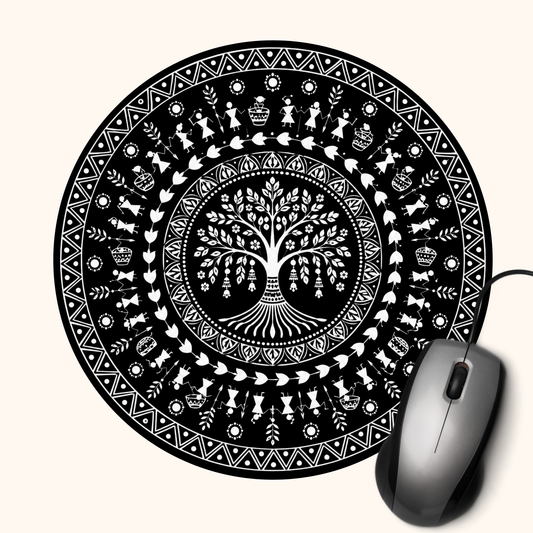 Vriksh — The Sacred Tree Heritage Art Mouse Pad | Indian Folk Design Desk Mat
