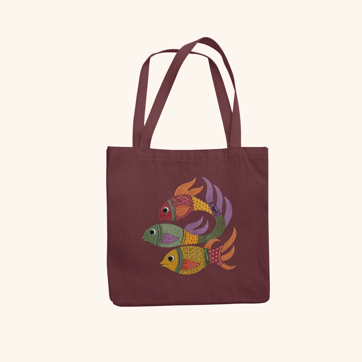 Jalpari — Mermaid Heritage Art Zipper Tote Bag | Indian Folk Design, Canvas