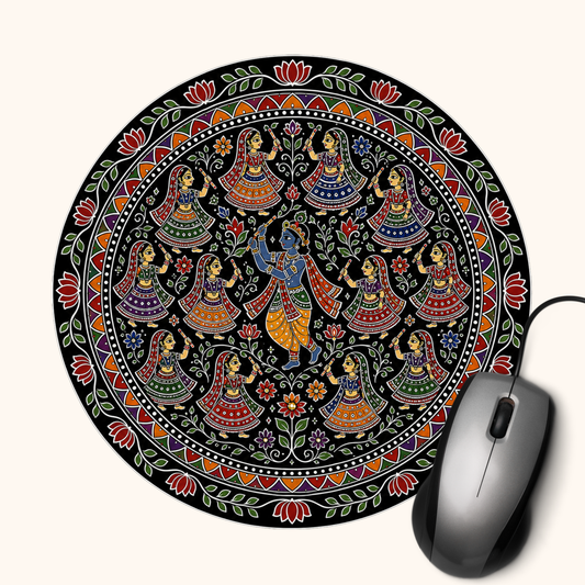 Raas Leela — Krishna’s Divine Dance Mouse Pad | Indian Heritage Design Desk Mat