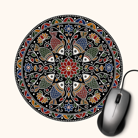 Jal ki Rani — Queen of the Water Heritage Art Mouse Pad | Indian Folk Design Desk Mat