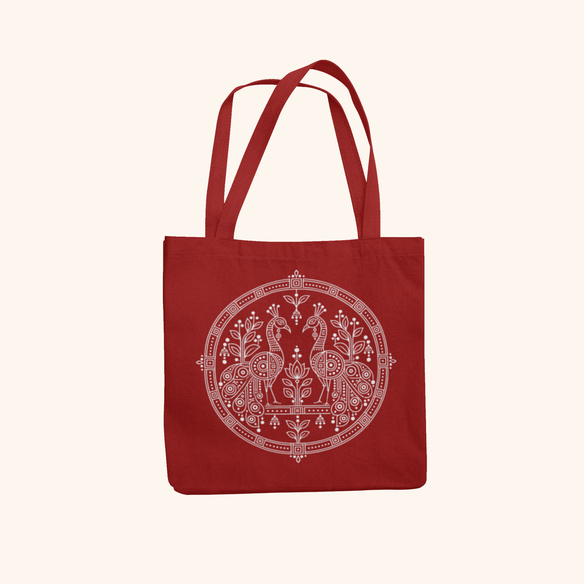 Peacock — Heritage Art Zipper Tote Bag | Indian Folk Design, Canvas