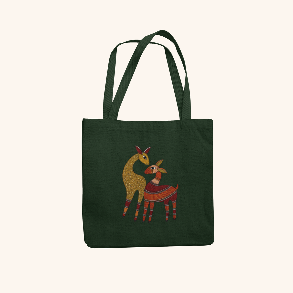 My Deer — Heritage Art Zipper Tote Bag | Indian Folk Design, Canvas