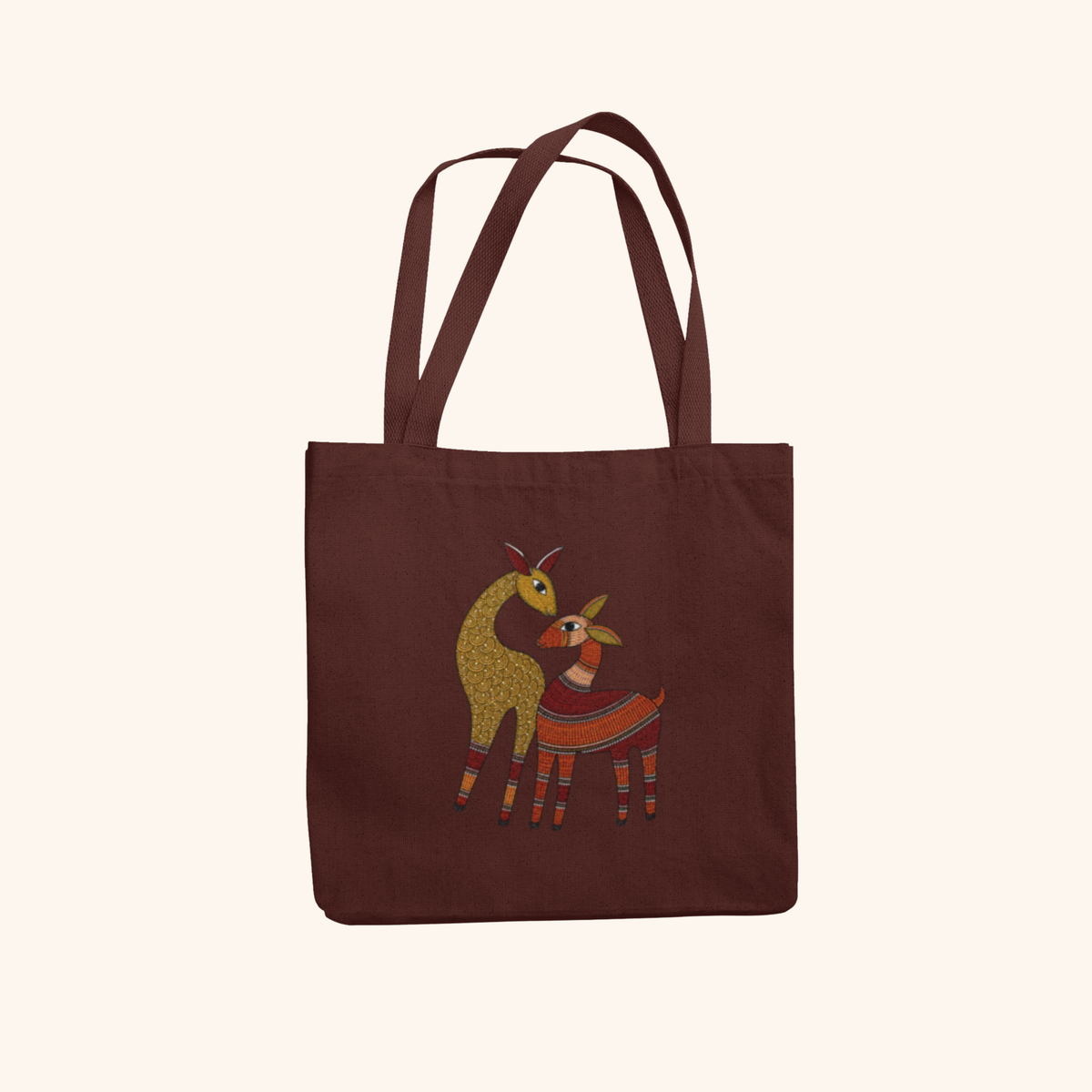 My Deer — Heritage Art Zipper Tote Bag | Indian Folk Design, Canvas