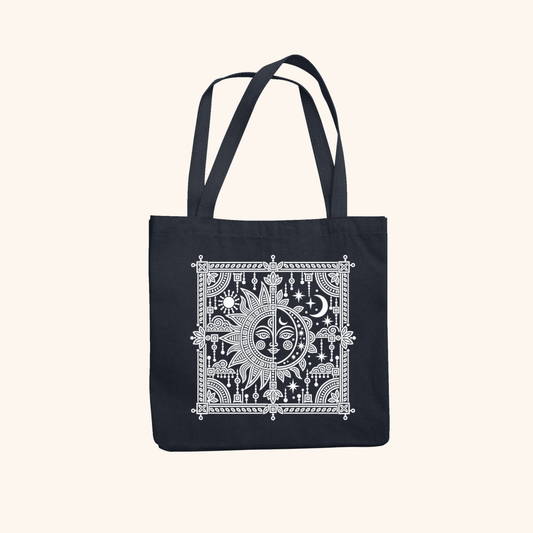 Sun and Moon Tote Bag Zipper