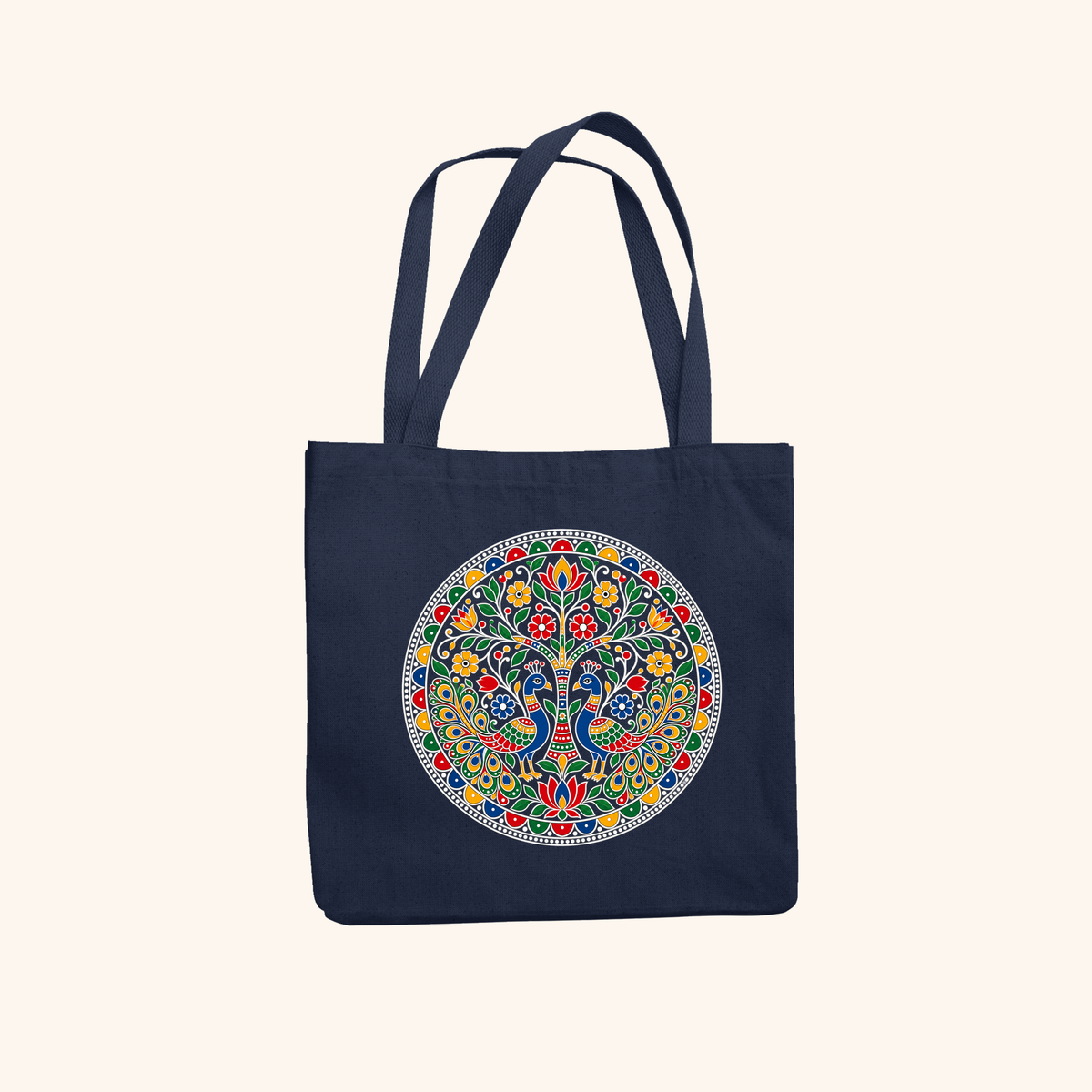 Anasuya — Heritage Art Zipper Tote Bag | Indian Folk Design, Canvas
