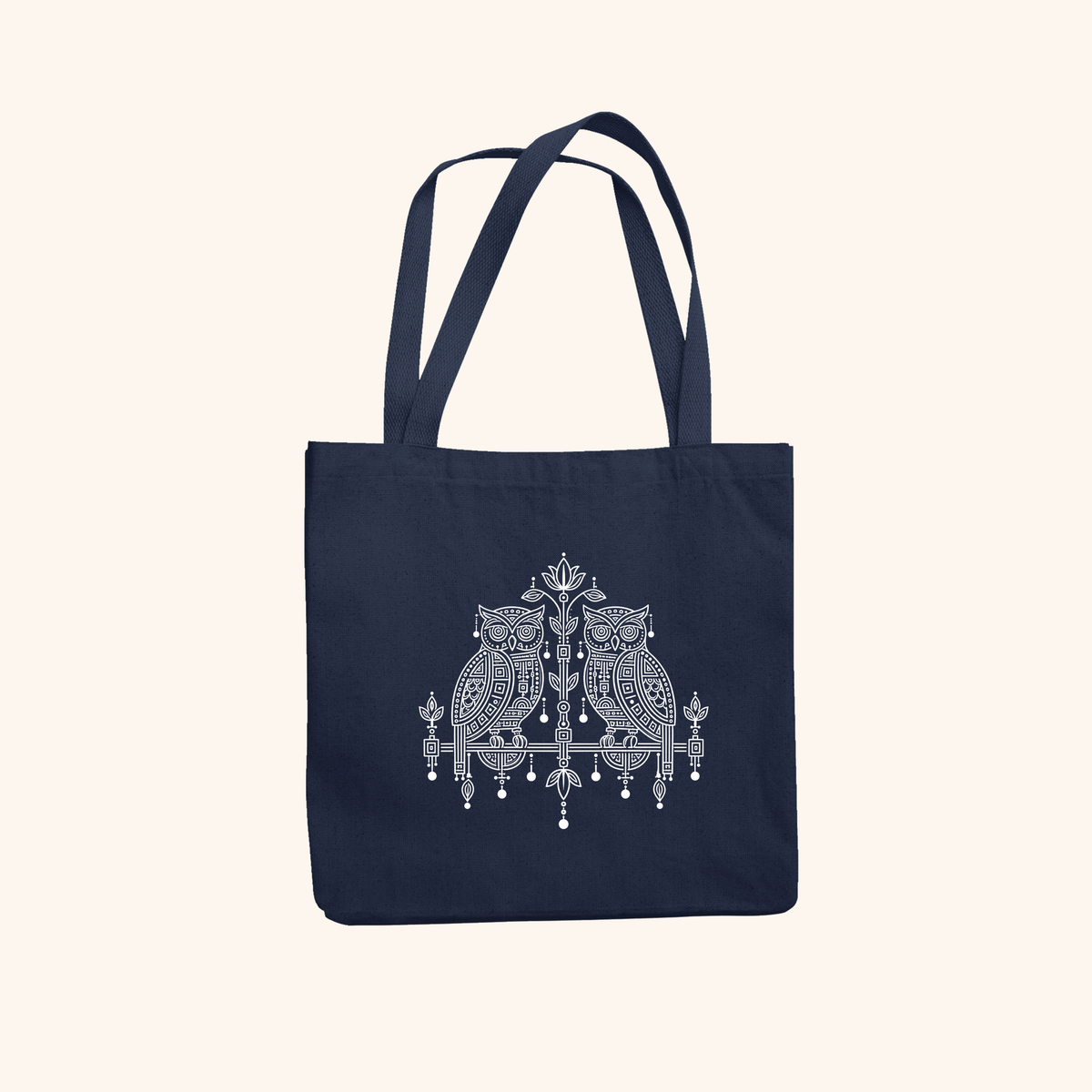 Wise Owl — Heritage Art Zipper Tote Bag | Indian Folk Design, Canvas