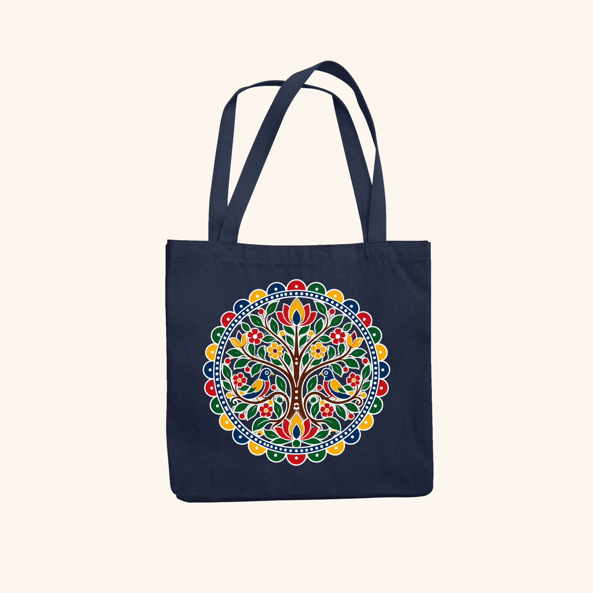 Joy — Heritage Art Zipper Tote Bag | Indian Folk Design, Canvas