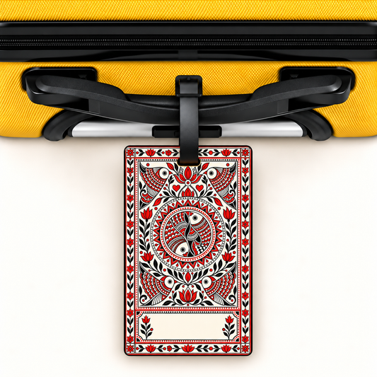 Fishing — Coastal Heritage Art Luggage Tag | Indian Folk Design, Acrylic