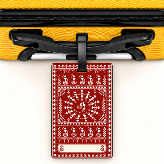 Tribal Dance — Heritage Art Luggage Tag | Indian Folk Design, Acrylic