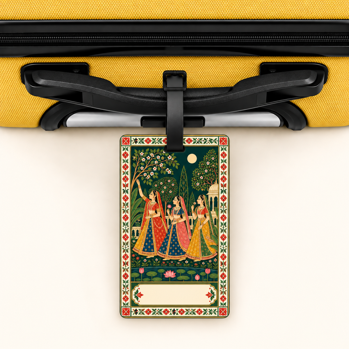 Let’s Go, Sakhi — Heritage Art Luggage Tag | Indian Folk Design, Acrylic