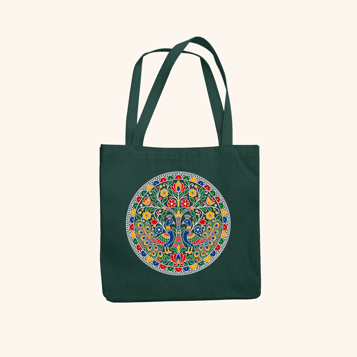 Anasuya — Heritage Art Zipper Tote Bag | Indian Folk Design, Canvas