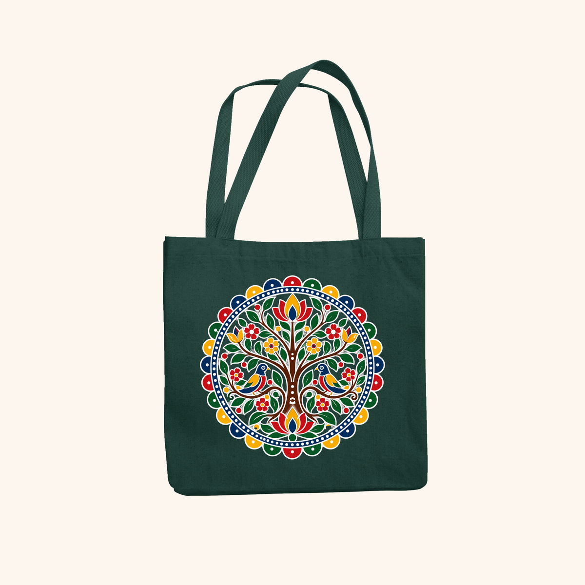 Joy — Heritage Art Zipper Tote Bag | Indian Folk Design, Canvas