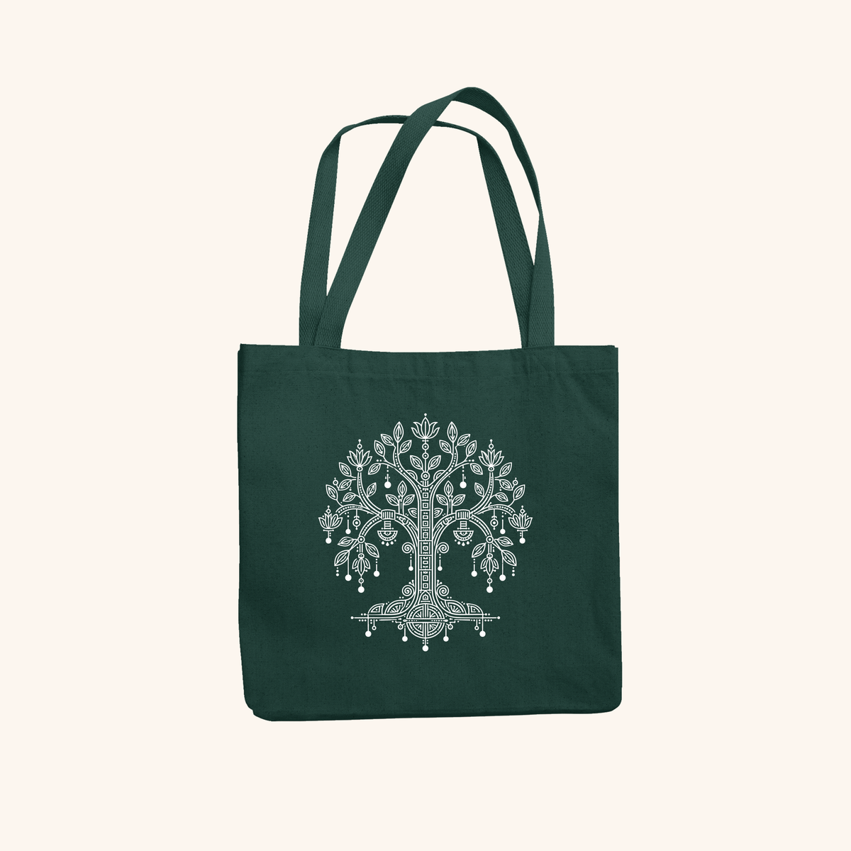 Vriksh — Sacred Tree Heritage Art Zipper Tote Bag | Indian Folk Design, Canvas