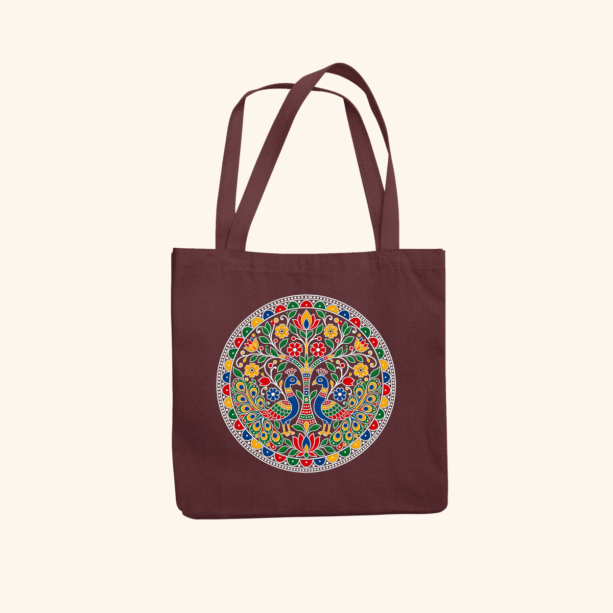Anasuya — Heritage Art Zipper Tote Bag | Indian Folk Design, Canvas