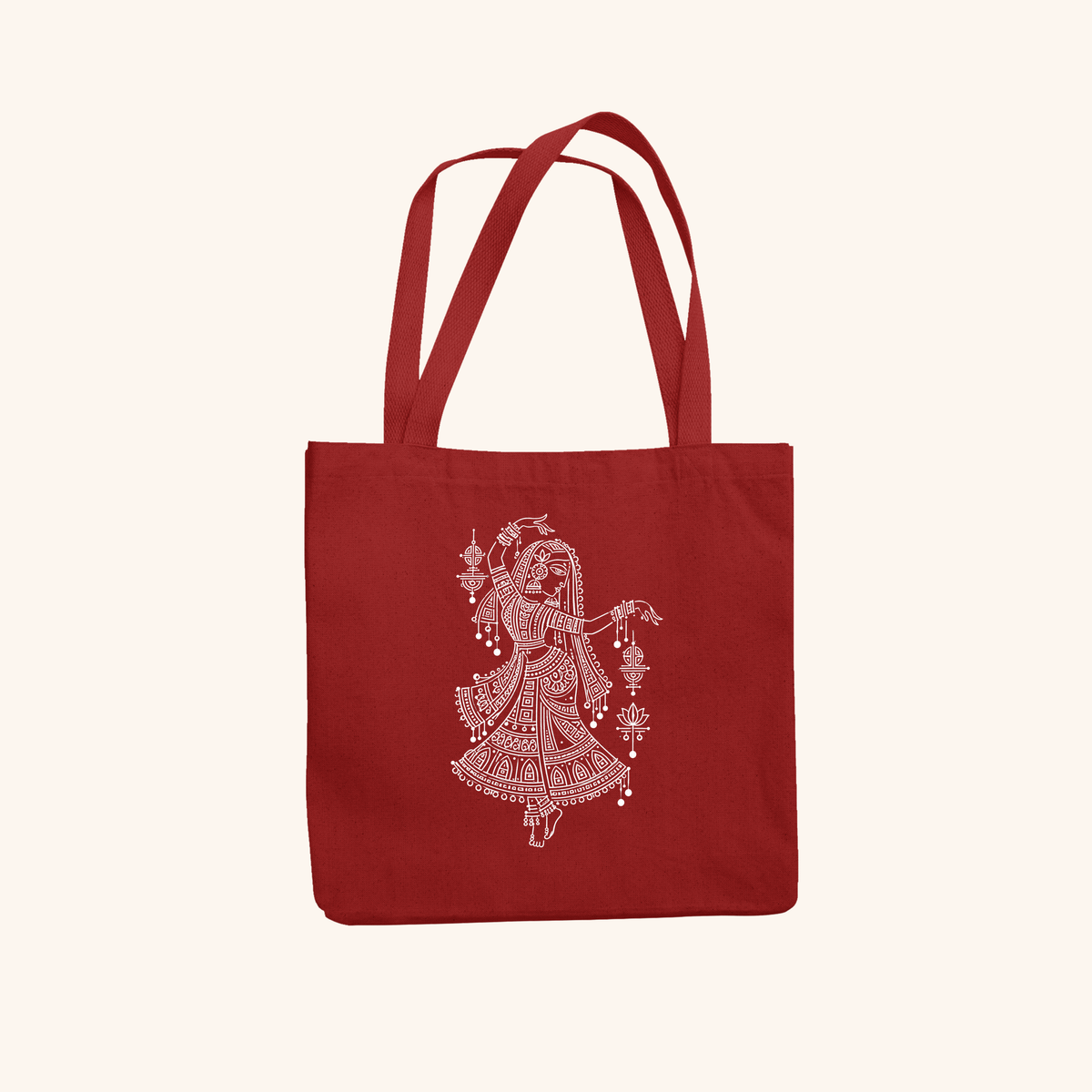 Radha — Heritage Art Zipper Tote Bag | Indian Folk Design, Canvas
