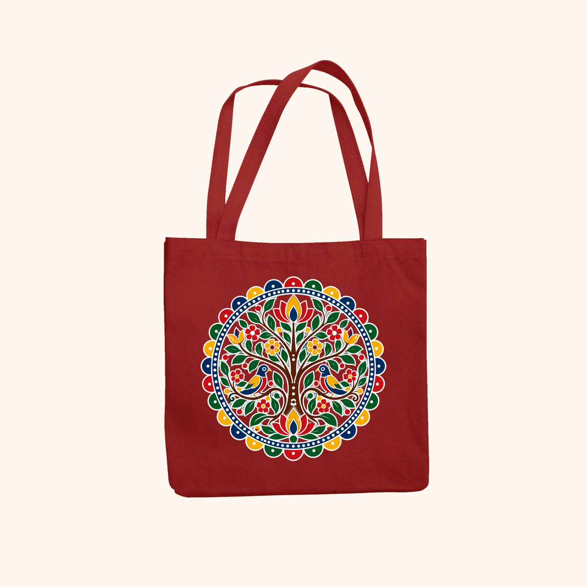 Joy — Heritage Art Zipper Tote Bag | Indian Folk Design, Canvas