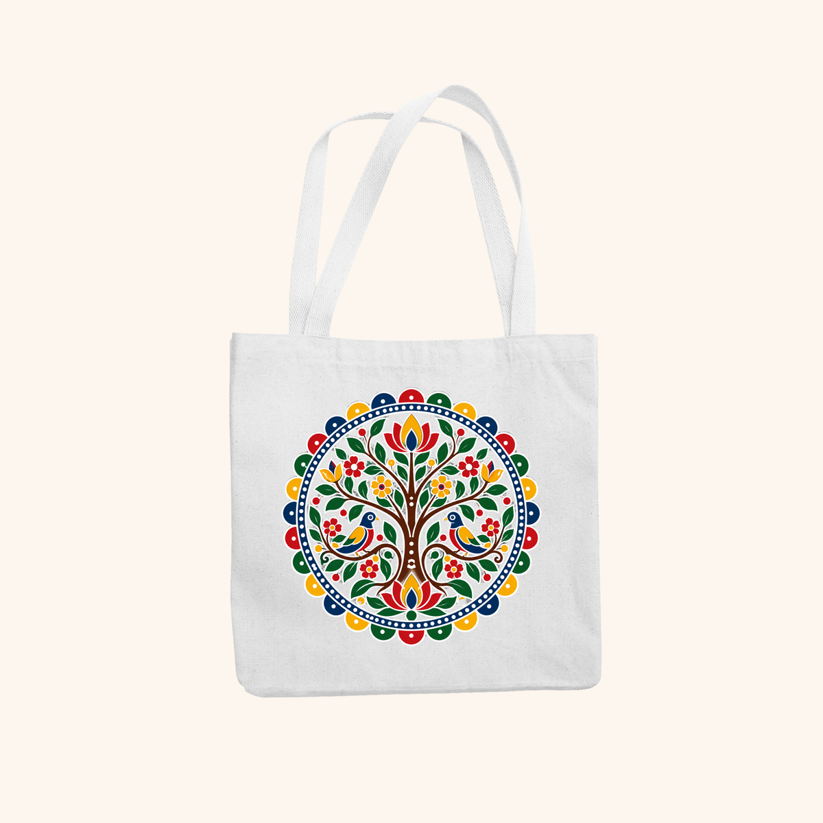 Joy — Heritage Art Zipper Tote Bag | Indian Folk Design, Canvas