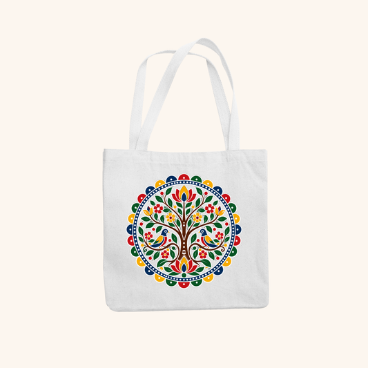 Joy — Heritage Art Zipper Tote Bag | Indian Folk Design, Canvas
