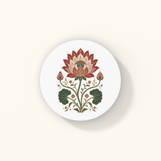 Lotus Bloom Coasters — Sacred Lotus Heritage Art | Acrylic