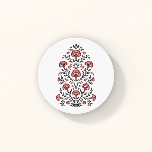 Gulnaar Coasters — Pomegranate Blossom Heritage Art | Acrylic