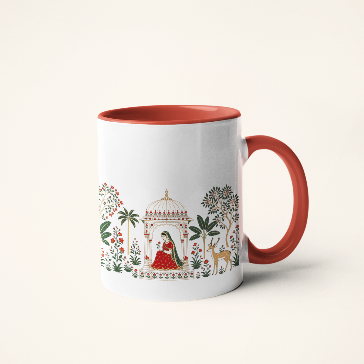The Mughal Garden — Heritage Art Mug | Mughal Miniature Ceramic, 325ml