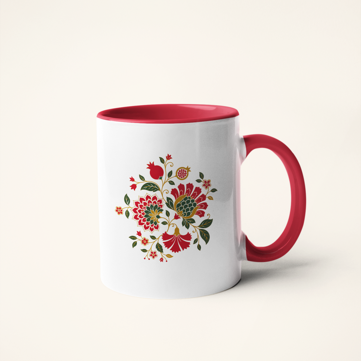 Spring — Floral Heritage Art Mug | Indian Botanical Folk Ceramic, 325ml