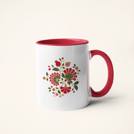 Spring — Floral Heritage Art Mug | Indian Botanical Folk Ceramic, 325ml