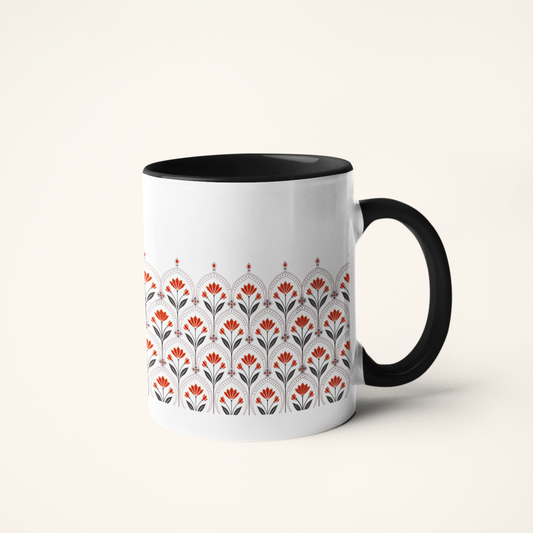 Blooming Tulips — Heritage Art Mug | Indo-Persian Folk Ceramic, 325ml