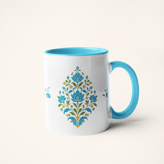 Blossom in Blue - Heritage Art Mug | Vibrant Blue Indian Folk Ceramic, 325ml