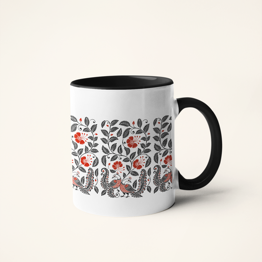 Peacock Dance — Heritage Art Mug | Indian Folk Art Ceramic, 325ml