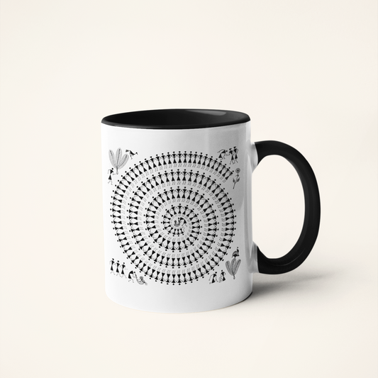 Warli Life — Tribal Art Mug | Warli Folk Heritage Ceramic, 325ml