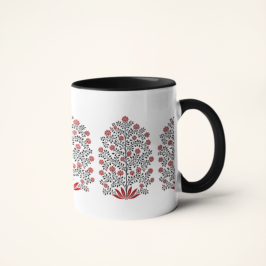 Kusum — Blossom Heritage Art Mug | Indian Folk Art Ceramic, 325ml