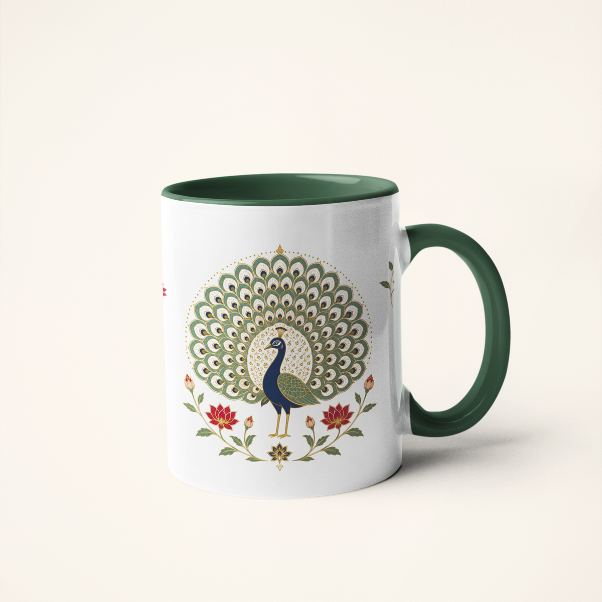 Mor — Heritage Peacock Art Mug | Indian Folk Art Ceramic, 325ml