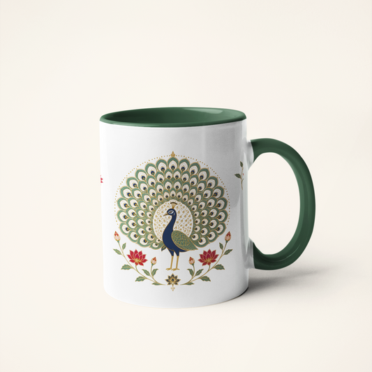 Mor — Heritage Peacock Art Mug | Indian Folk Art Ceramic, 325ml