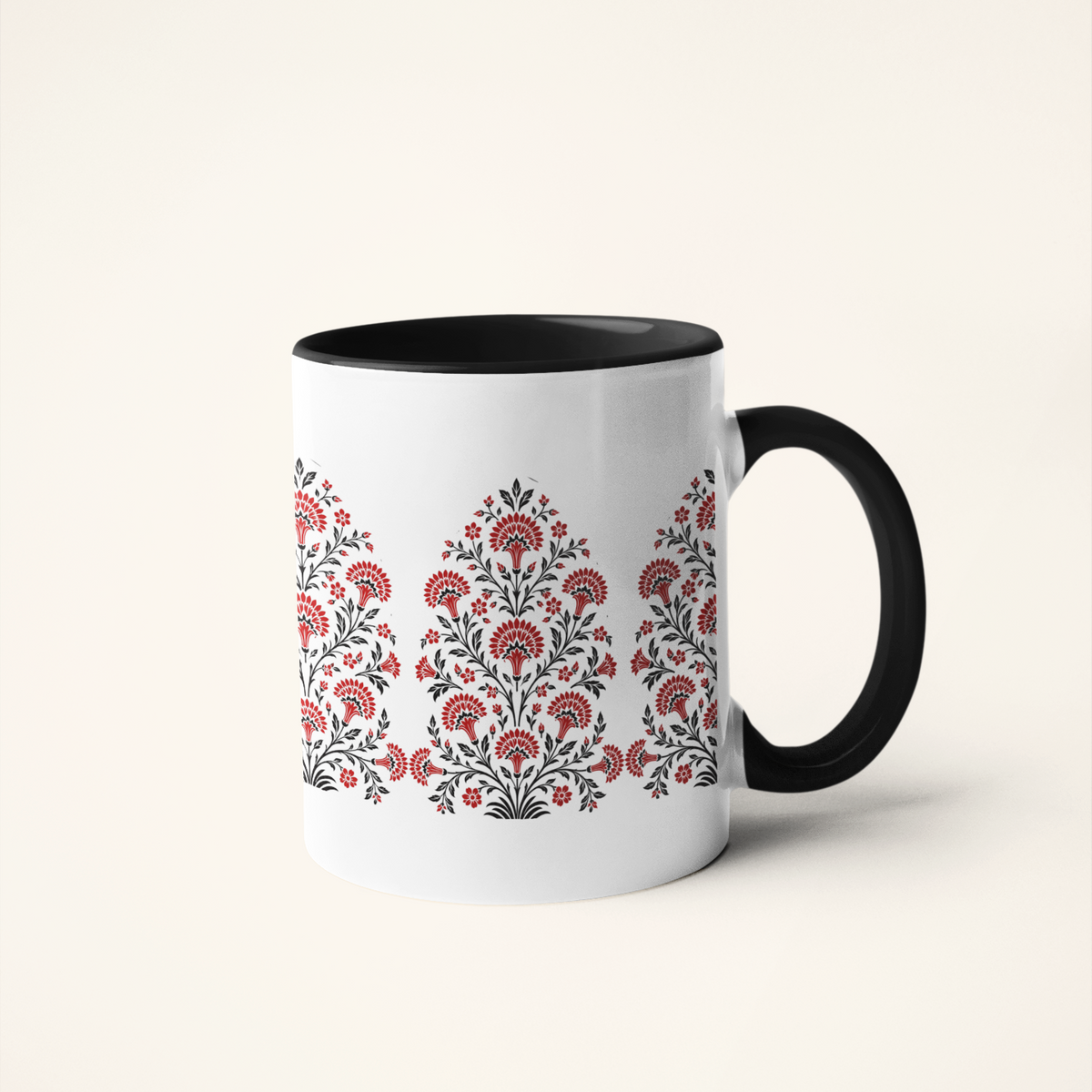 Gulnaar — Pomegranate Blossom Art Mug | Indo-Persian Heritage Ceramic, 325ml