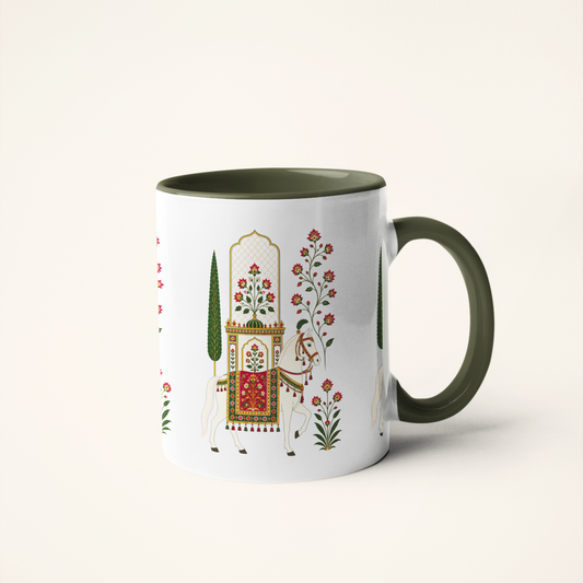 The Mughal Stallion — Royal Horse Art Mug | Mughal Miniature Ceramic, 325ml