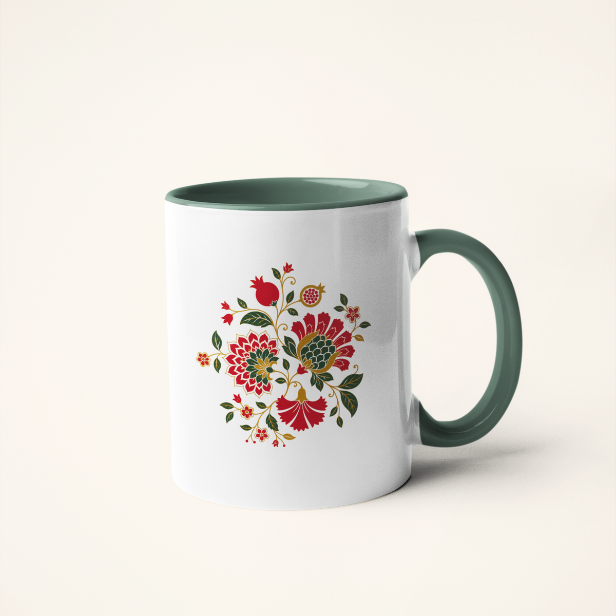 Spring — Floral Heritage Art Mug | Indian Botanical Folk Ceramic, 325ml