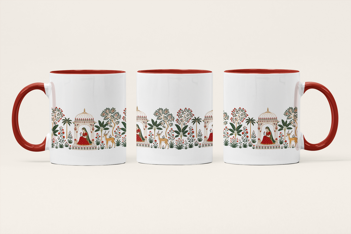The Mughal Garden — Heritage Art Mug | Mughal Miniature Ceramic, 325ml